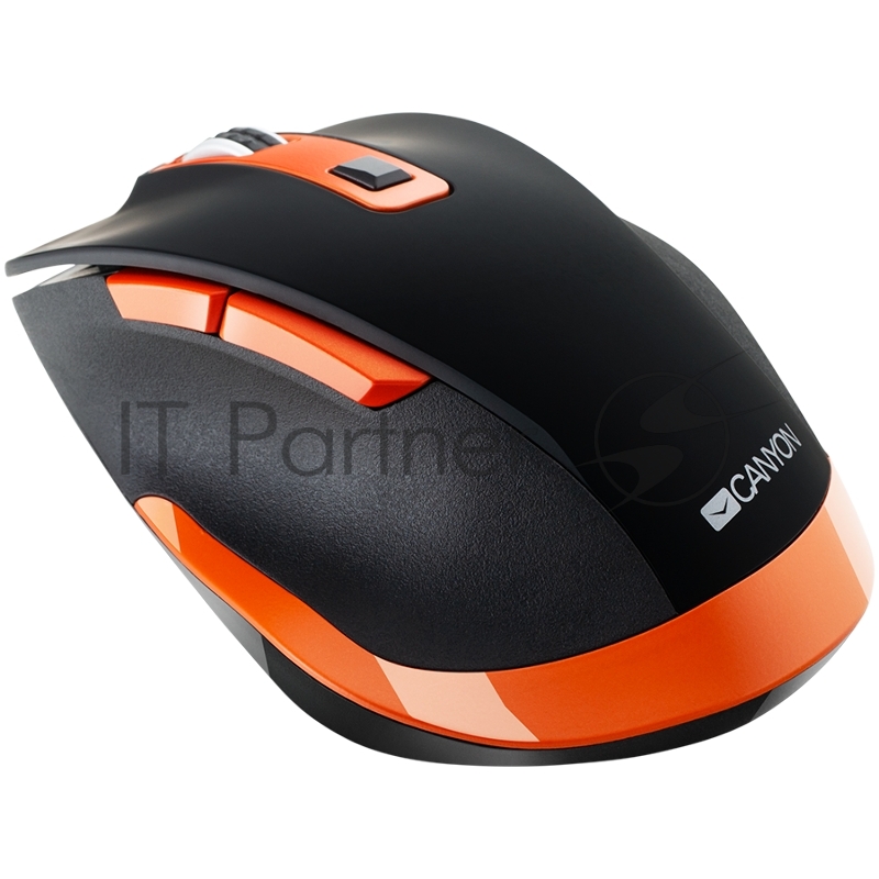 Мышь Canyon 2.4Ghz Wireless mouse, with 6 buttons,DPI 800/1200/1600/2000/2400,Batter pcs , Black-Orange119.6*81.1*43.3mm8