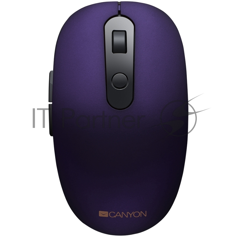 Мышь Canyon 2 in 1 Wireless optical mouse with 6 buttons, DPI 800/1000/1200/1500, 2 mode(BT/ 2.4GHz), Battery AA*1pcs, Violet, silent switch for right/left keys, 65.4*112.25*32.3mm, 0.092kg