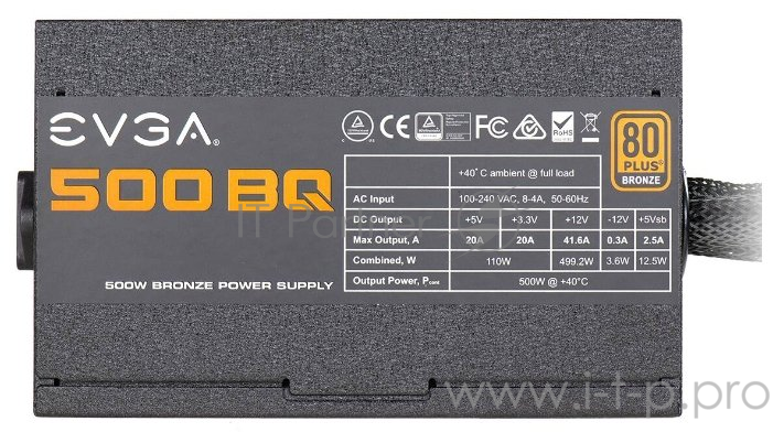 Блок питания EVGA BQ 500 80Plus Bronze Semi modular 110-BQ-0500-K2