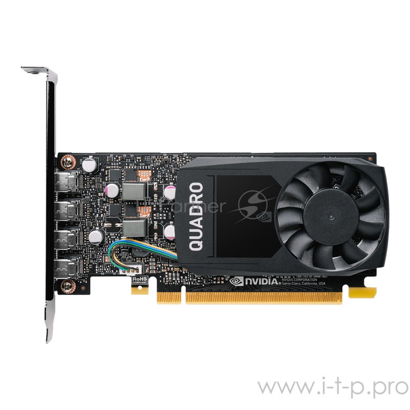 Видеокарта VGA PNY NVIDIA Quadro P620, 2 GB GDDR5/128-bit, PCI Express 3.0 x16, DP 1.4x4, 4xminiDisplayPort - DVI-D