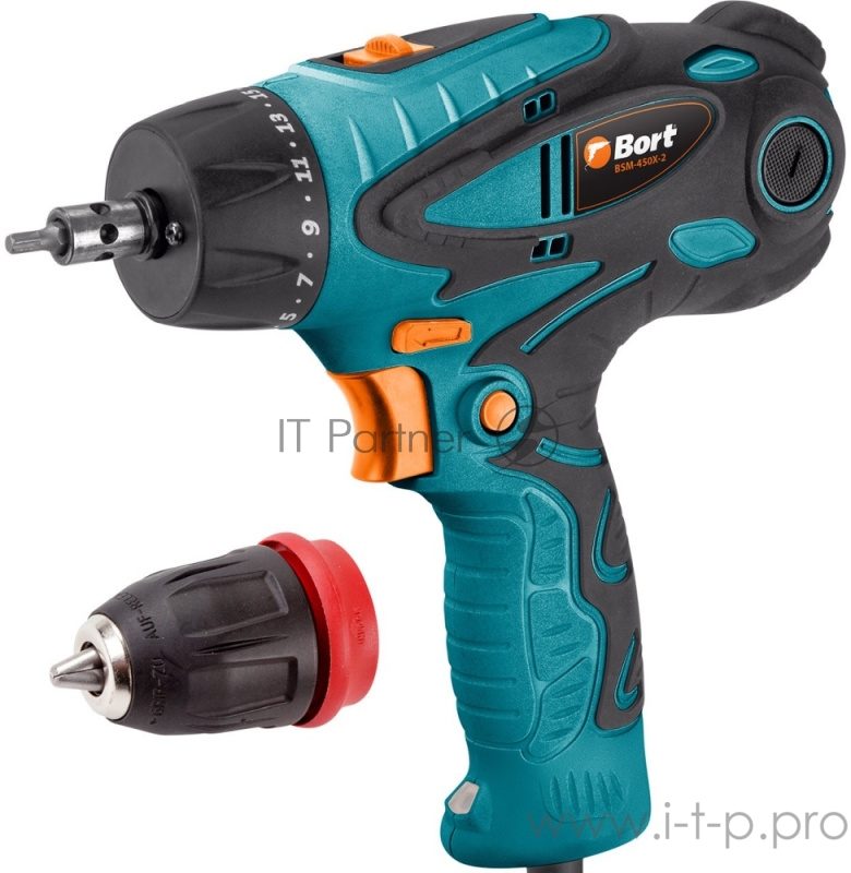 Дрель-шуруповерт Bort BSM-450X2 450Вт патрон:быстрозажимной