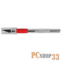 Штукатурно -малярный инструмент Набор ЗУБР Нож МАСТЕР(09317) для художеств. и дизайнер. работ, с перовым лезвием, метал. корпус, сталь У8А, 5 лезвий, 6 пред 09317