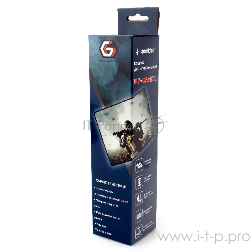 Коврик для мыши Gembird MP-GAME31, рисунок- солдат, размеры 250*200*3мм, ткань+резина, оверлок