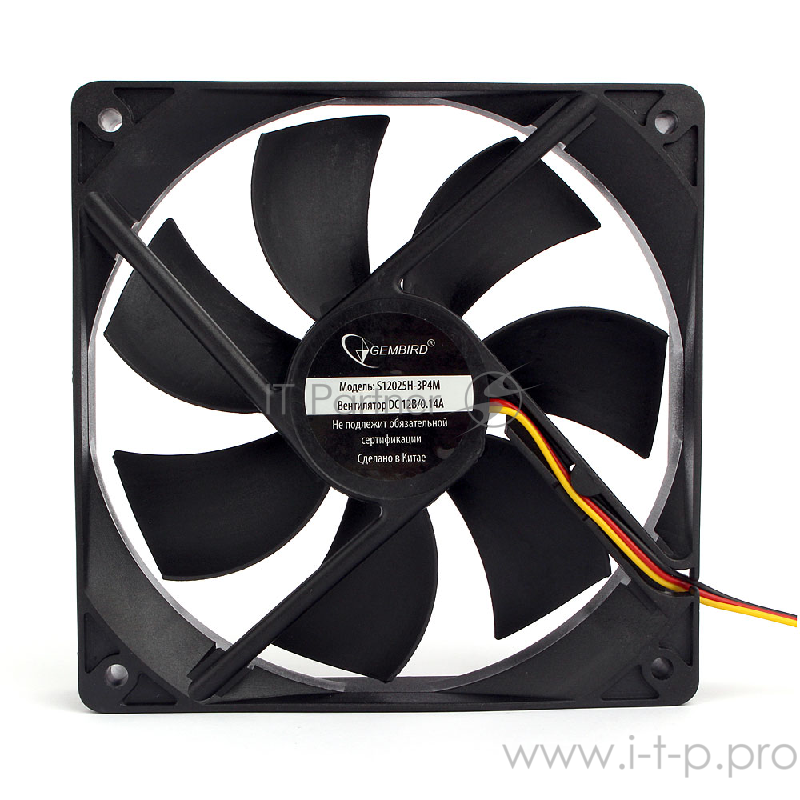 Вентилятор Gembird, 120x120x25, тихий, 3 pin/4pin Molex, провод 30 см