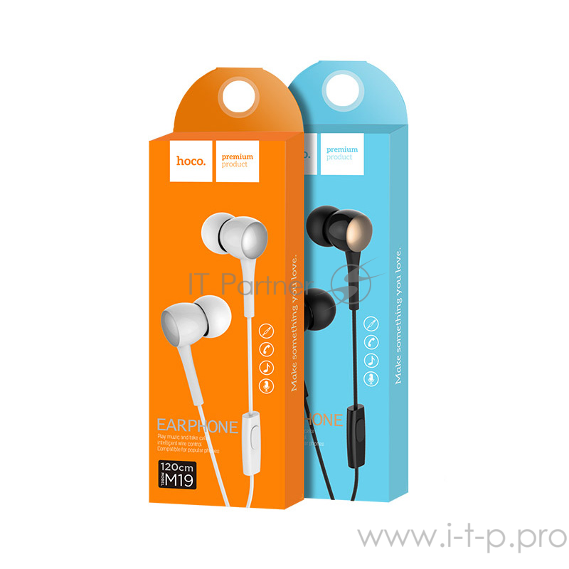 Проводные наушники-вставки с микрофоном Hoco M19 Black