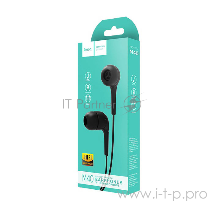 Проводные наушники-вставки с микрофоном Hoco M40 Black