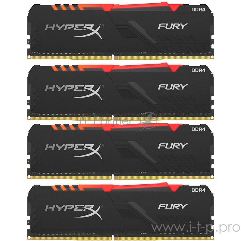 Оперативная память Kingston DRAM 32GB 3600MHz DDR4 CL17 DIMM (Kit of 4) 1Rx8 HyperX FURY RGB EAN: 740617302608