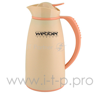 Термос- кувшин WEBBER 31004/5S со стеклянной колбой 1,0 л ,бежевый (12)