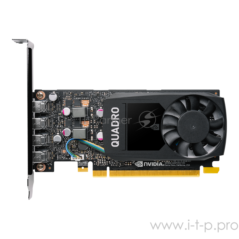 Видеокарта PNY VGA nVidia Quadro P1000 (GP107), 4GB GDDR5/128 bit, PCI-Express 3.0, 4xMini DisplayPort,