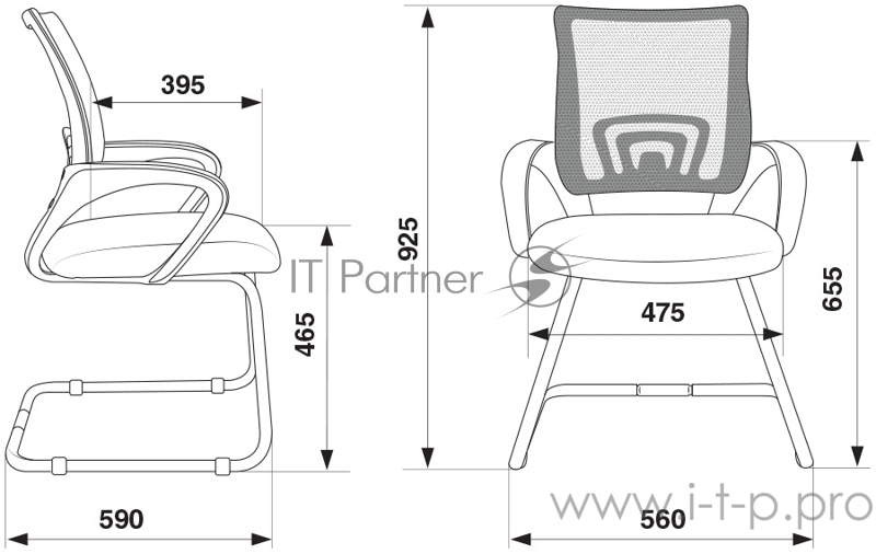 Кресло Бюрократ CH-695N-AV/DG/TW-11 на полозьях серый TW-04 сиденье черный TW-11