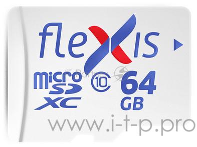 Карта памяти Flexis microSDXC 64GB class10 U1 R/W 92/40 MB/s with adapter, made in Russia