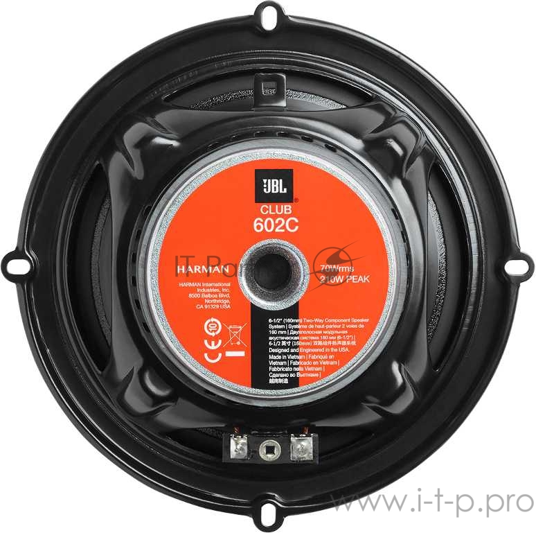 JBL CLUB 602C Автоколонки6-1/2 (160 мм), 2-х компонентная, 3 Ом, MAX 210 Вт, RMS 70 Вт, 55 - 20 000 Гц, 92 дБ, глубина: 51,5 м