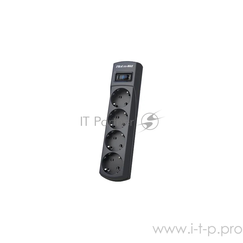 Сетевой фильтр ZIS (Pilot) m Max 4 розетки (евро с заземлением), 15А/3.3кВа, автомат, 1.8 м, серый графит Surge protector Pilot m Max 4 euro outlets, 15А/3.3кВа, 1.8m