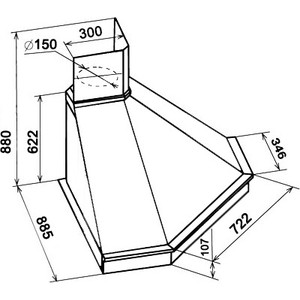 Вытяжка Kuppersberg Настенная УГЛОВАЯ вытяжка, ширина 90 см, отвод/рециркуляция, 650 м3/час, электронное управление, 3 скорости,галогеновое освещение 2х20 Вт, таймер, анодированный алюминиевый жироулавливающий фильтр, угольный фильтр С6С (опция), 42-