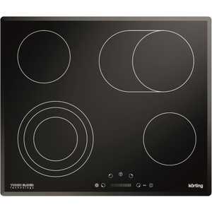 Встраиваемые электрические панели Korting 5х58x51 см, стеклокерамика, сенсорное управление, конфорка с овальной зоной расширения, конфорка с тройной зоной расширения, черная