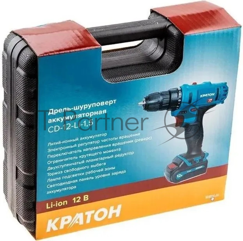 Дрель-шуруповерт аккумуляторная Кратон CD-12-Li-1,5