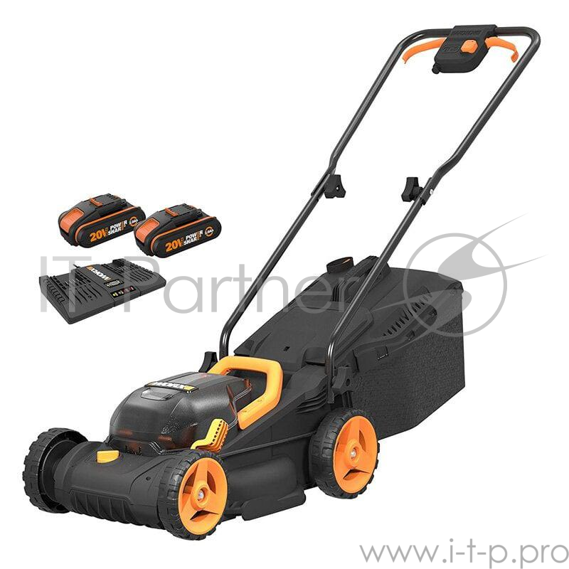 Газонокосилка аккумуляторная WORX WG779E 40В, 34 см, 2*2,5 Ач, двойное ЗУ 2x2A