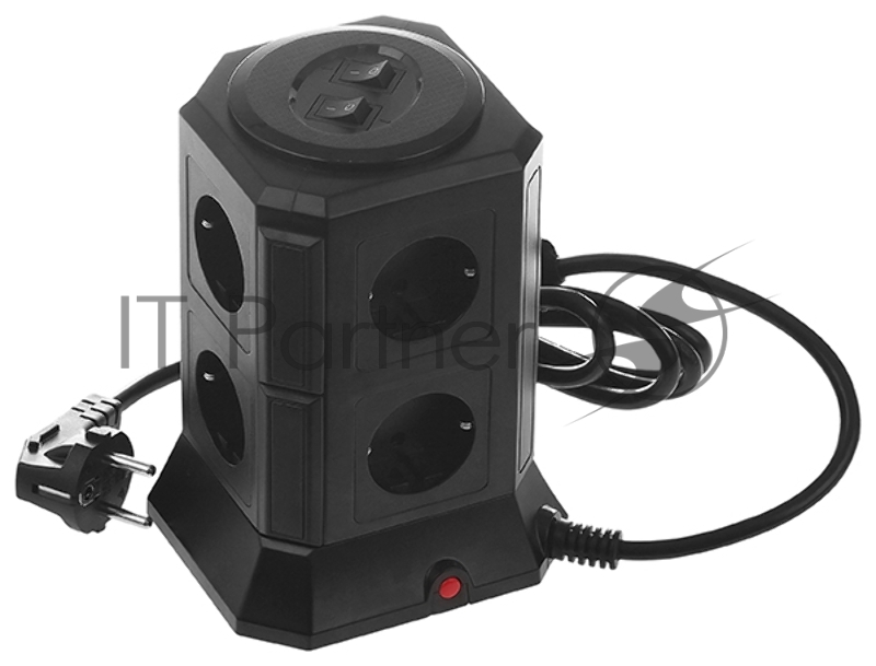 Сетевой фильтр Qumo Power Tower Pro 8SP4U (P-0002), 8 розеток, 2200 Вт, 10A, кабель 2м 3*1 мм чистая медь, пожаробезопасный пластик, евровилка, 4 USB порта 4.5A суммарно