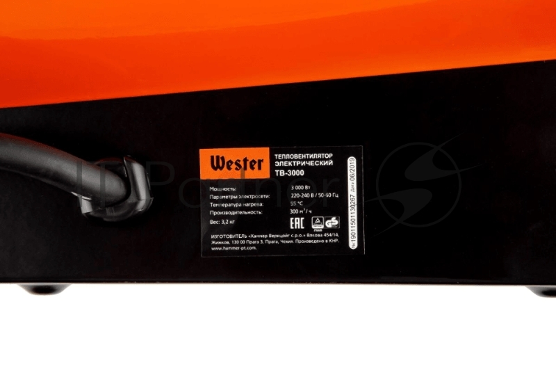 Тепловентилятор электрический Wester TB-3000 3кВт 300м3/ч 30м2 3.2кг