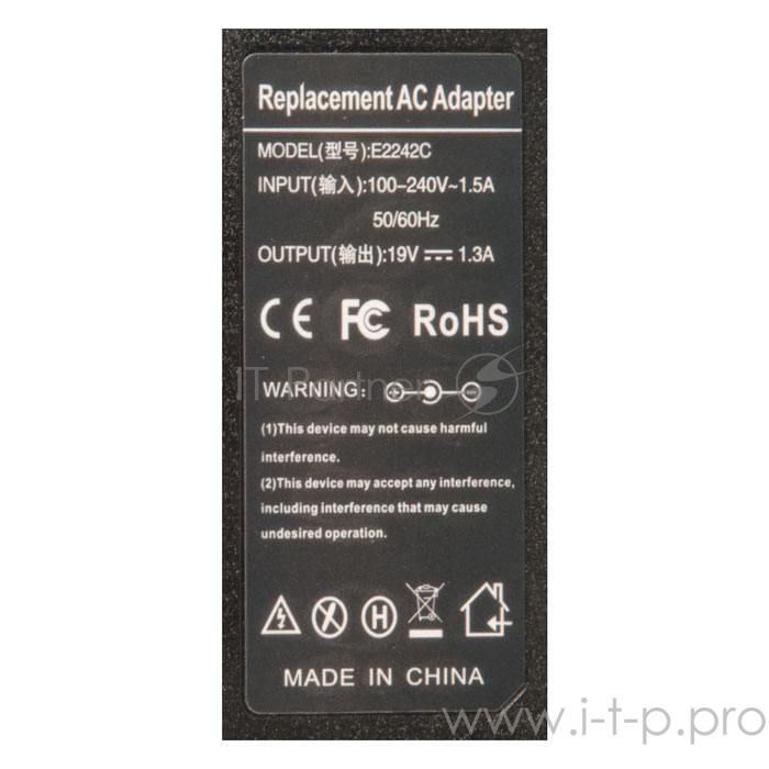 блок питания для монитора и телевизора LG 19V 1.3A, 6.5x4.5 мм