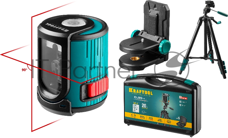 Нивелир лазерный KRAFTOOL CL 20 #4 20 м, IP54, точн. +/-0,2 мм/м, держатель, штатив, в кейcе