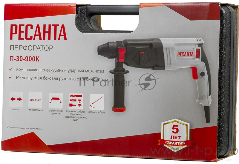 Перфоратор Ресанта П-30-900К патрон:SDS-plus уд.:4.3Дж 900Вт (кейс в комплекте)