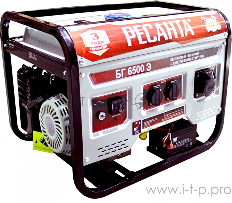 Электрогенератор РЕСАНТА БГ 6500 Э (64/1/46) 5 кВт, 13 л.с., 163 см3, 220 В