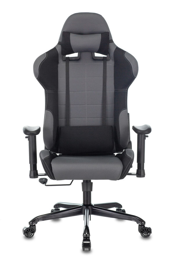 Кресло игровое Бюрократ 771N/GREY-BL две подушки серый с черными вставками крестовина металл