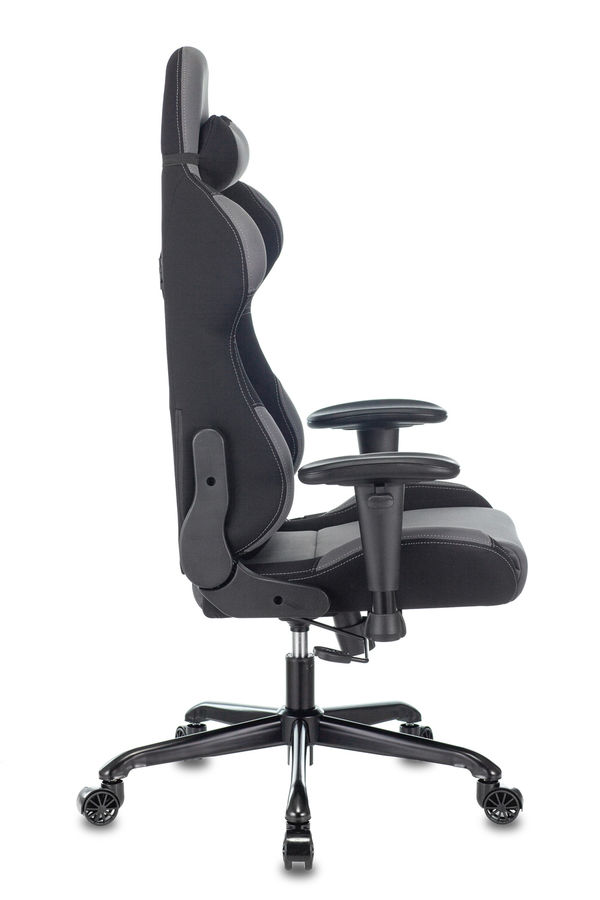 Кресло игровое Бюрократ 771N/GREY-BL две подушки серый с черными вставками крестовина металл