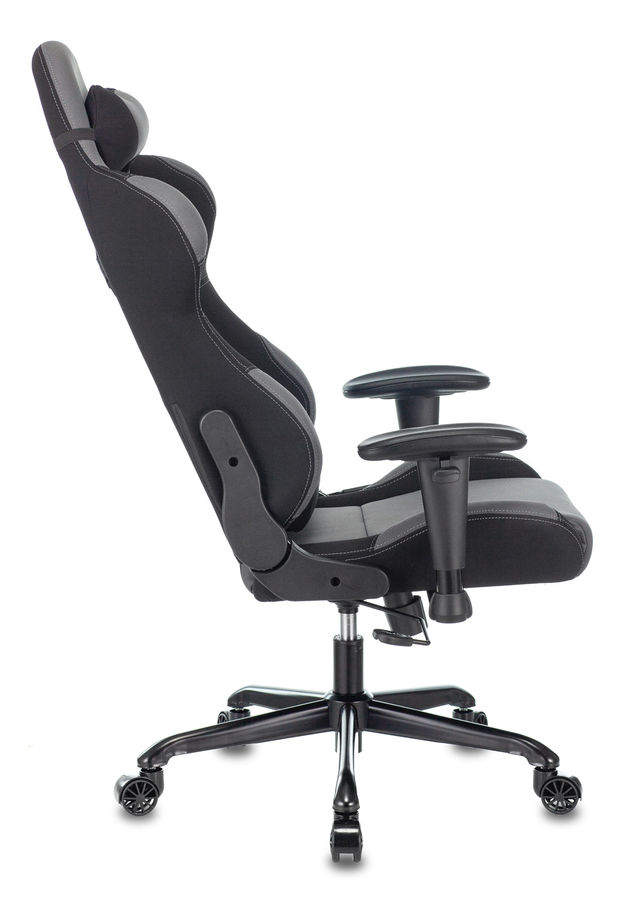 Кресло игровое Бюрократ 771N/GREY-BL две подушки серый с черными вставками крестовина металл