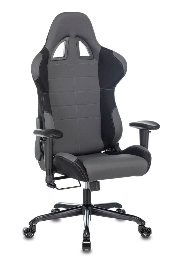 Кресло игровое Бюрократ 771N/GREY-BL две подушки серый с черными вставками крестовина металл