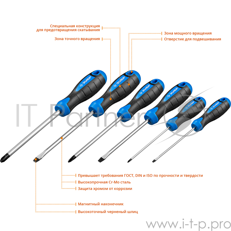 Набор отверточный Зубр 25239 6 предметов