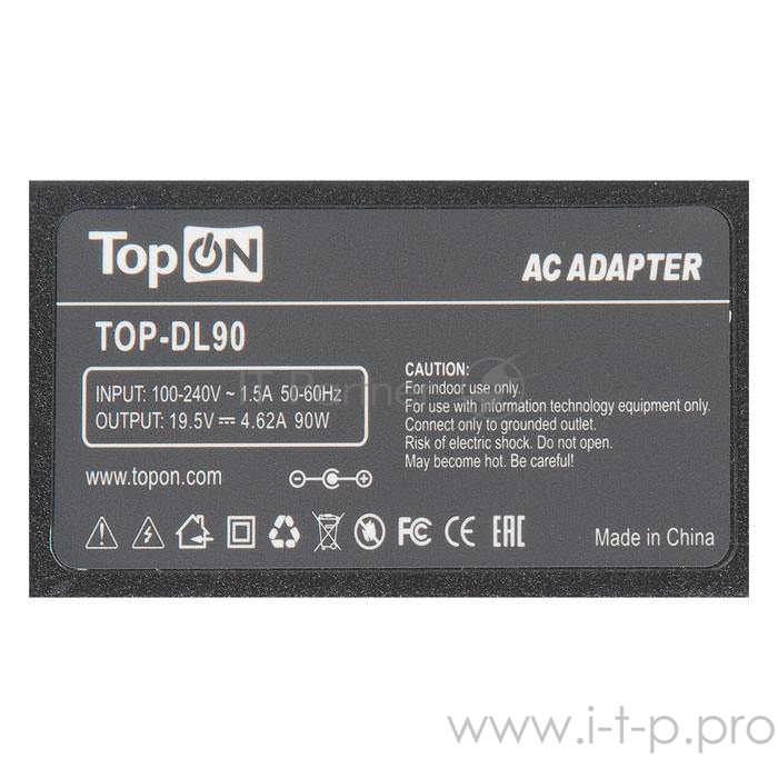 Блок питания для Dell 19.5V, 4.62А, 90W, 4.0х1.7