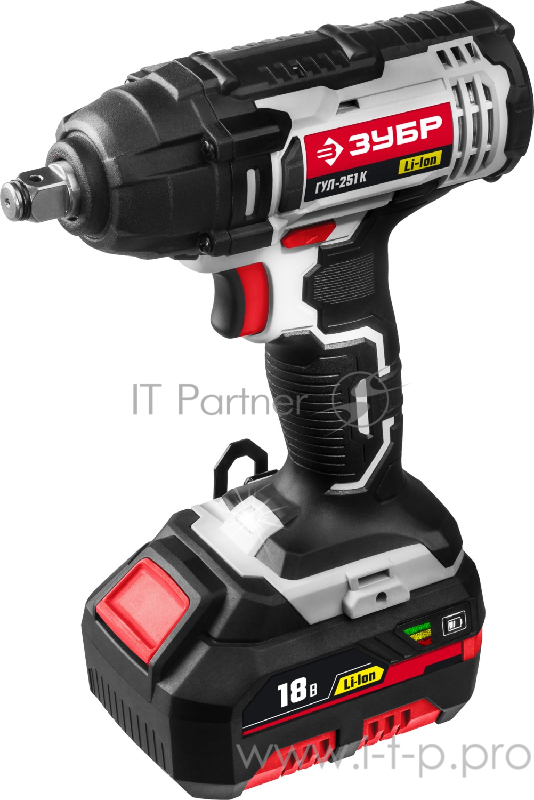 Гайковерт ударный Зубр ГУЛ-251 аккум. патрон:квадрат 1/2 (кейс в комплекте)