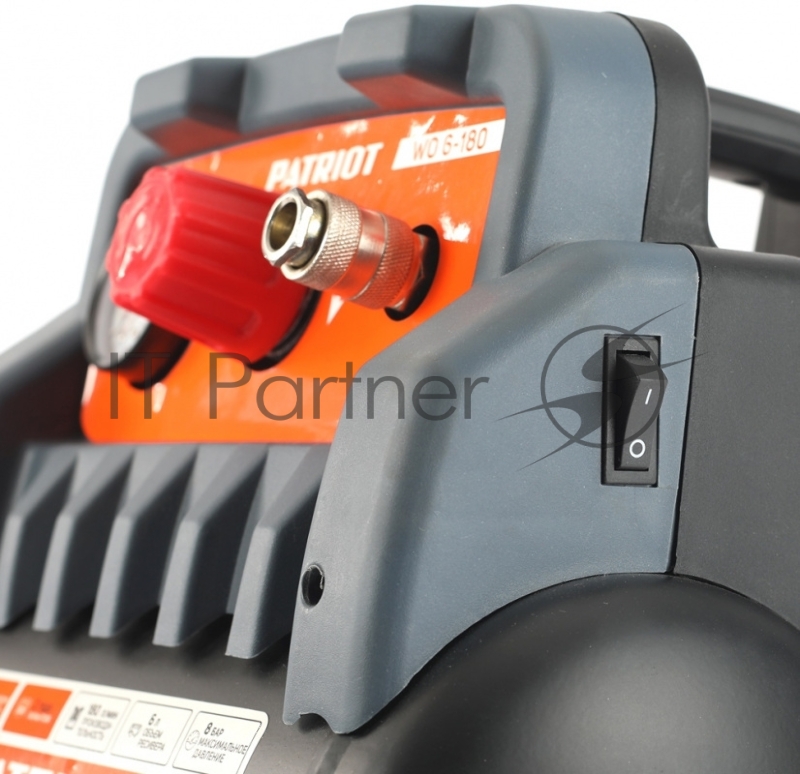 Компрессор поршневой Patriot WO 6-180 безмасляный 180л/мин 6л 1100Вт черный/оранжевый