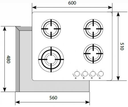 Газовая варочная поверхность Lex GVG 641 WH белый