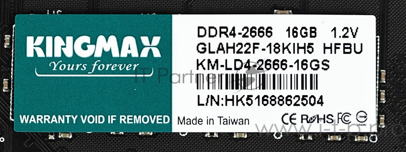 Память DDR4 16Gb 2666MHz Kingmax KM-LD4-2666-16GS RTL PC4-21300 CL19 DIMM 288-pin 1.2В