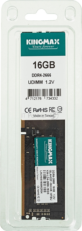 Память DDR4 16Gb 2666MHz Kingmax KM-LD4-2666-16GS RTL PC4-21300 CL19 DIMM 288-pin 1.2В