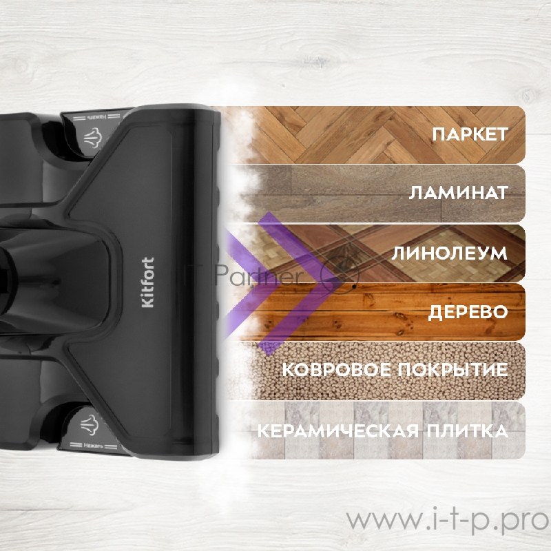 Вертикальный паровой пылесос «2 в 1» Kitfort 575-1-КТ Мощность 1600 Вт.Пылесборник 1,1 л.чёрный