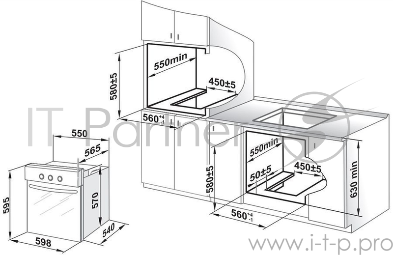 Газоэлектрический духовой шкаф Gefest 621-03 К56, встраиваемый, графитовый