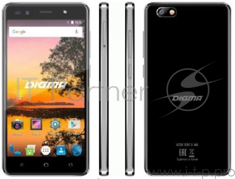 Смартфон Digma VOX S513 4G 16Gb черный моноблок 3G 4G 2Sim 5 720x1280 Android 7.0 5Mpix WiFi BT GPS GSM900/1800 GSM1900 TouchSc MP3