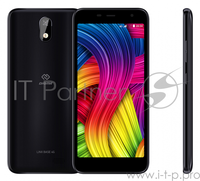 Смартфон Digma Base 4G Linx 8Gb 1Gb черный моноблок 3G 4G 2Sim 5.34 480x960 Android 8.1 8Mpix 802.11 a/b/g/n BT GPS GSM900/1800 GSM1900 TouchSc MP3 FM microSD max64Gb
