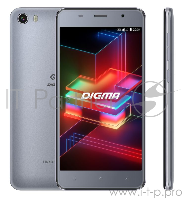 Смартфон Digma X1 Pro 3G Linx 16Gb 2Gb темно-серый моноблок 3G 2Sim 5 720x1280 Android 8.1 8Mpix 802.11bgn GPS GSM900/1800 GSM1900 TouchSc MP3 FM microSDXC max64Gb