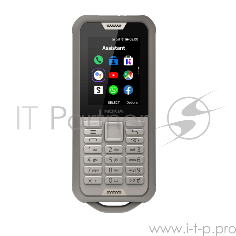 Телефон сотовый Nokia 800 DS TA-1186 SAND, 2.4 320x240, 512 МБ, 4GB, up to 32GB flash, 2Mpix, 2 Sim, 2G, 3G, LTE, BT v4.1, Wi-Fi, GPS, Micro-USB, 2100mAh, KaiOS, 161g, 145,4 ммx62,1 ммx16,11 мм, Предусмотренная защита от воды и пыли (IP68)