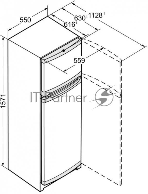 Холодильник LIEBHERR CT 2931, Расположение морозильной камеры: вверху, общий объем брутто/нетто, л: 279/270, класс энергопотребления:A++, расход электроэнергии, кВтч/год: 183, время сохранения холода, ч: 24, климатический класс: SN-T, тип управления: