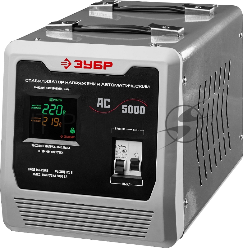 Стабилизатор напряжения Зубр АС 5000 электронный однофазный серый