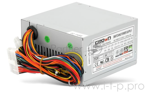 Блок питания CROWN CM-PS400W (20+4in, 80mm FAN, SATA*2, PATA(big Molex)*4, FDD*1, 4+4pin, Lines 1x12V OEM)