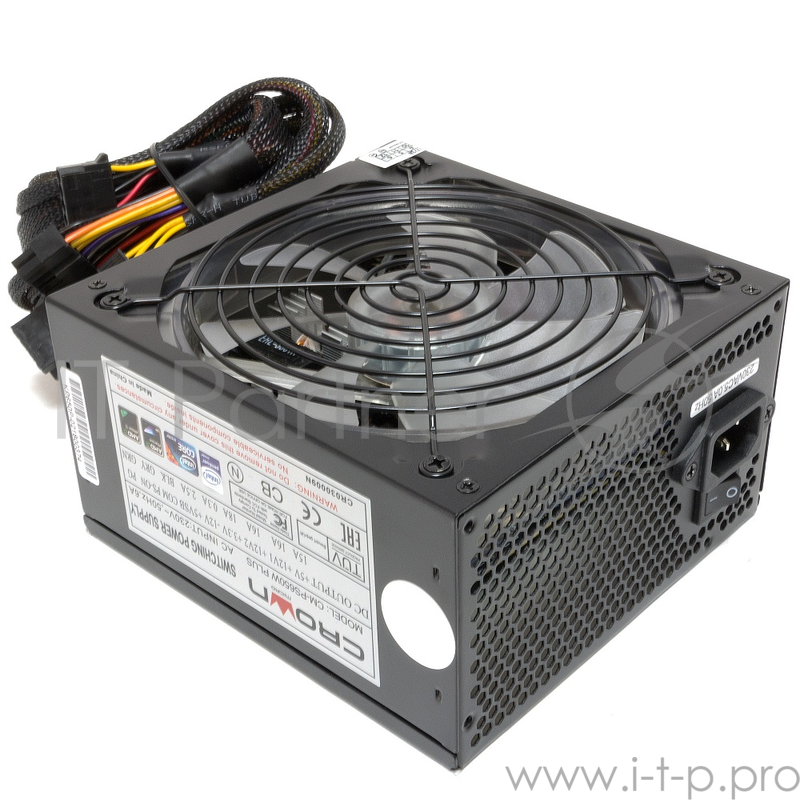 Блок питания CROWN CM-PS650W PLUS (ATX 650W, EMI/CE, 20+4in 450mm, 140mm red LED FAN, SATA*4, IDE*4, FDD*1, 4+4pin, 6+2pin PCI-E*1, кабель питания 1.2м, картонная упаковка)