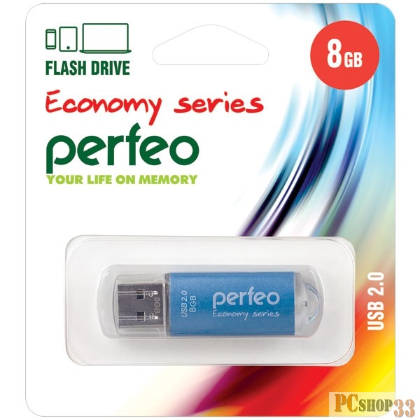 Флеш Диск Perfeo USB Drive 8GB E01 Blue PF-E01N008ES