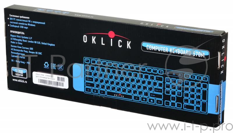 Клавиатура Oklick 570M черный USB slim Multimedia